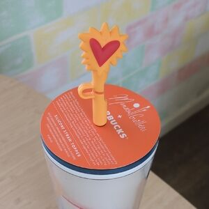Starbucks Orange Heart Straw Topper